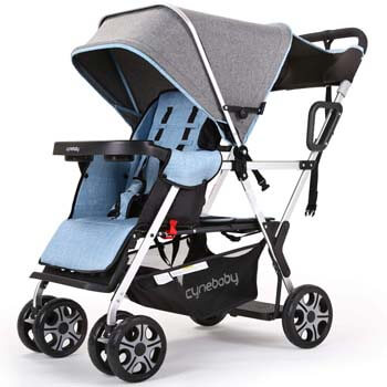 10. YIWANBA Double Stroller Convenience Urban Twin Carriage Stroller