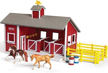 6. Breyer Stablemates Red Stable and Horse Set