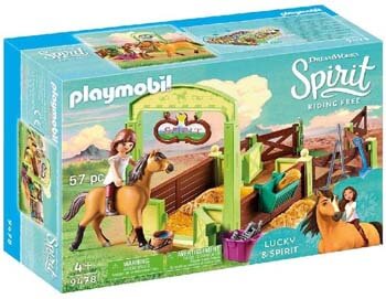 7. PLAYMOBIL Spirit Riding Free Lucky & Spirit with Horse Stall Playset, Multicolor
