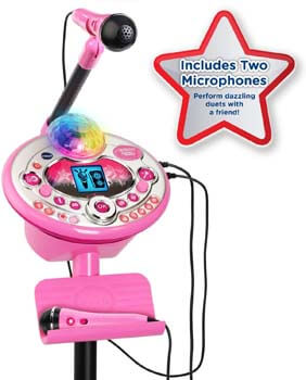 4. VTech Kidi Star Karaoke System 2 Mics with Mic Stand & AC Adapter, Pink