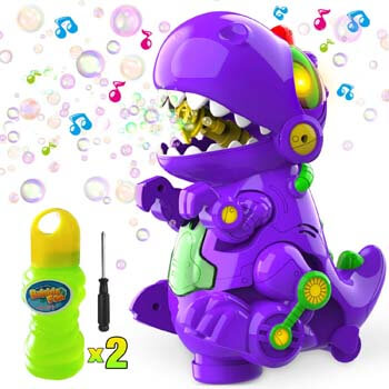 10. WisToyz Bubble Machine Dinosaur Bubble Blower