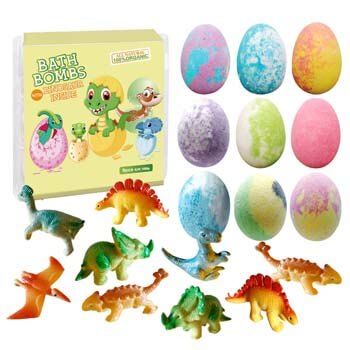 5. Clear and Fresh Dino Egg Bath Bomb Gift Set with Dinosaur Inside