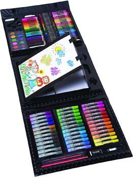 6. Art 101 USA Budding Artist 154 Piece Junior Artist Trifold Easel Art Set, White