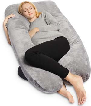 3. QUEEN ROSE Pregnancy Pillow with Organic Velvet Cover-U-Shape Full Body Maternity Pillow