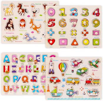 5. Wooden Peg Puzzles for Toddlers 2 3 Years Old