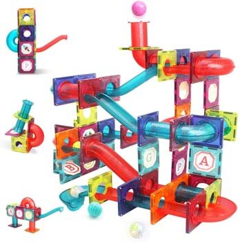 4. LUKAT Magnetic Tiles, 125 Piece Pipe Magnetic Blocks