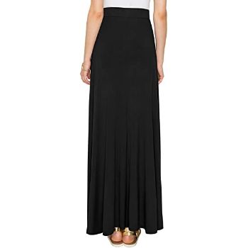 5. Lock and Love Women's Stylish Print/Solid High Waist Flare Long Maxi Skirt