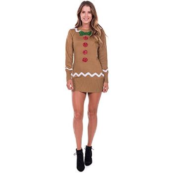 7. Tipsy Elves Women's Gingerbread Sweater Dress